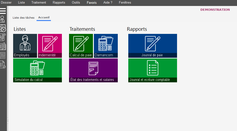 Interface du module comptable