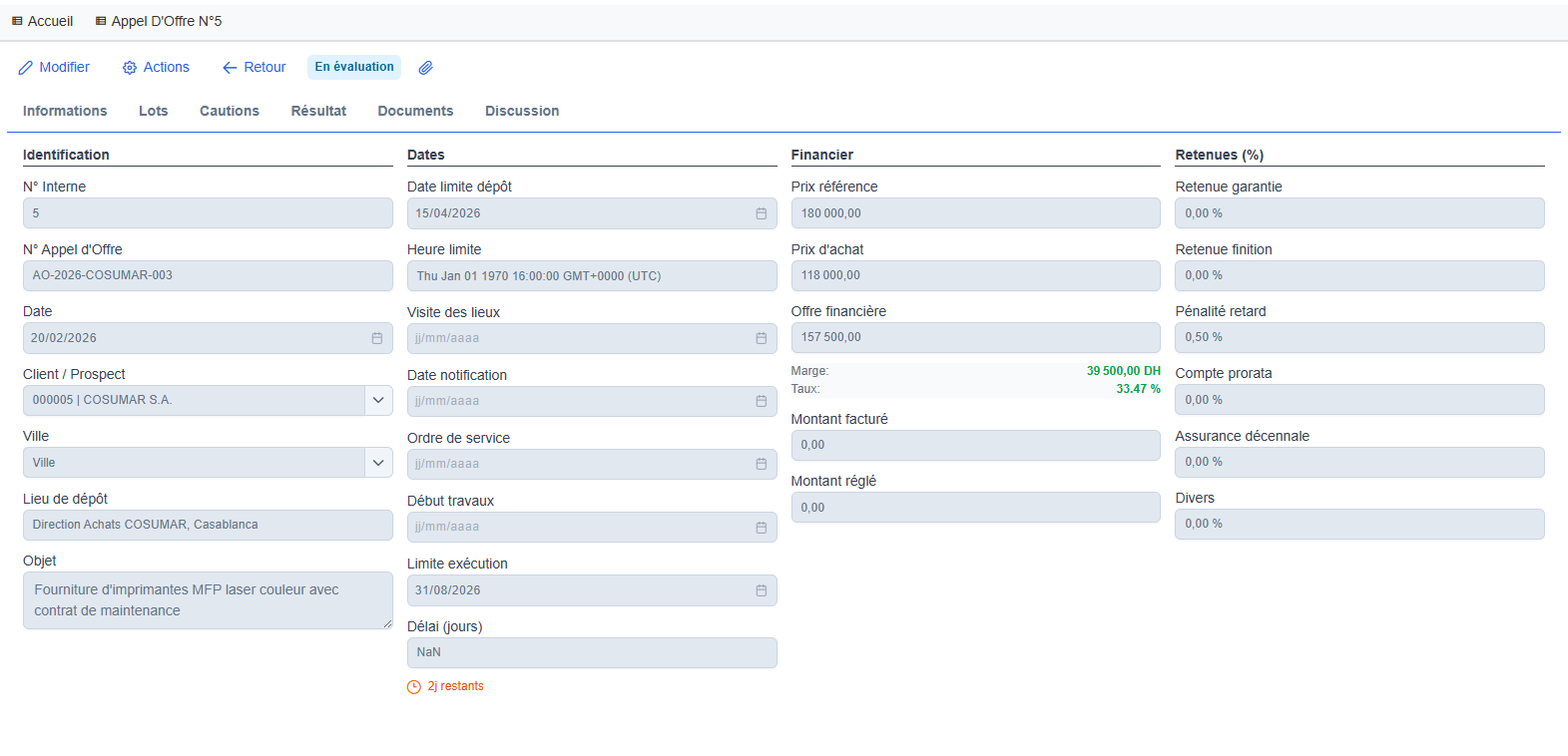 Appels d'offres - Capture 2