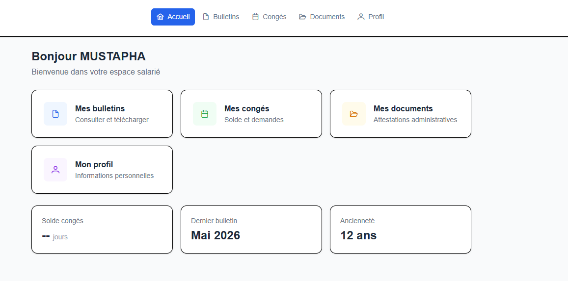Portail salarié - Capture 1